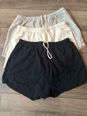 Aerie 2pairs Cotton Blend Lounge Shorts - White,Gray only (Black is sold)